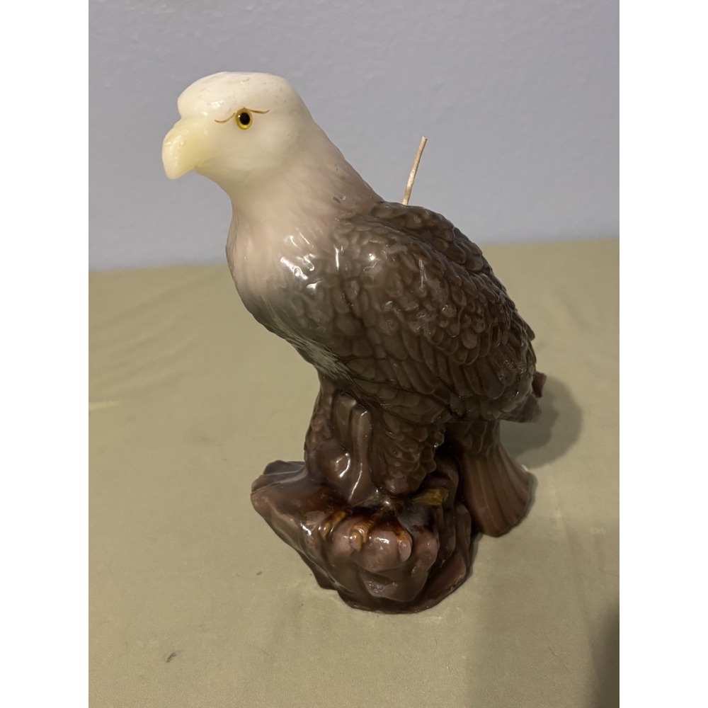 Large Bald Eagle Decorative Candle - 9" Tall Unused Wax Sculpture - Americana